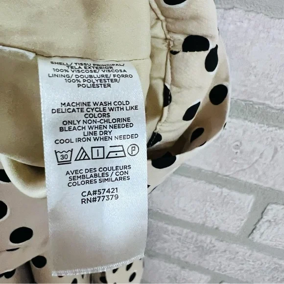 Ann Taylor Black and Cream Polka Dot Button Front Tie Belt Midi Skirt Size 18 - Picture 11 of 11